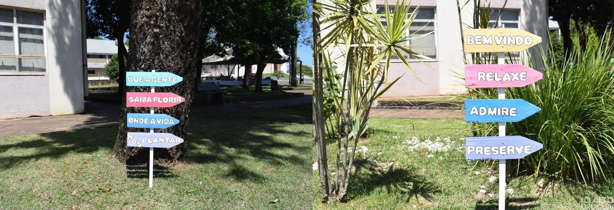 Placas informativas são colocadas na praça da prefeitura de Alpestre