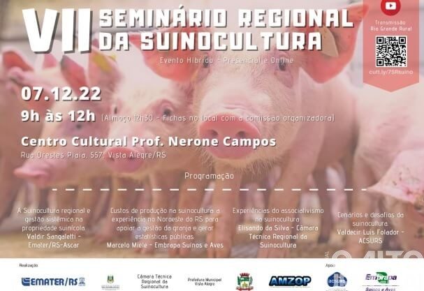 Vista Alegre sediará 7ª edição do Seminário Regional da Suinocultura