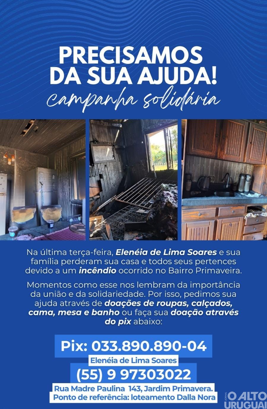 Campanha arrecada doações para família que perdeu casa em incêndio
