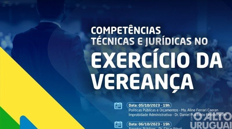 Inscrições para o curso Competências Técnicas e Jurídicas no Exercício da Vereança encerram nesta terça-feira