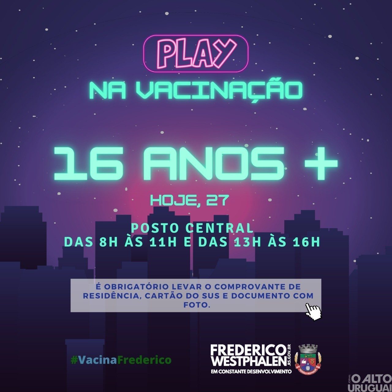 FW: adolescentes de 16 anos já podem receber primeira dose contra Covid-19