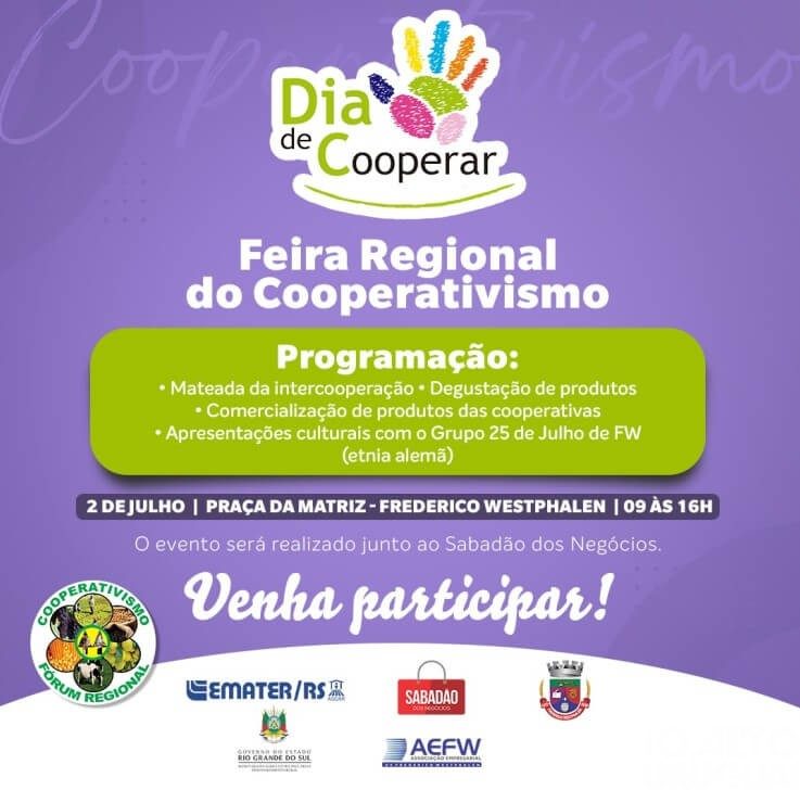 Sabadão dos Negócios integrará programação da Feira Regional do Cooperativismo