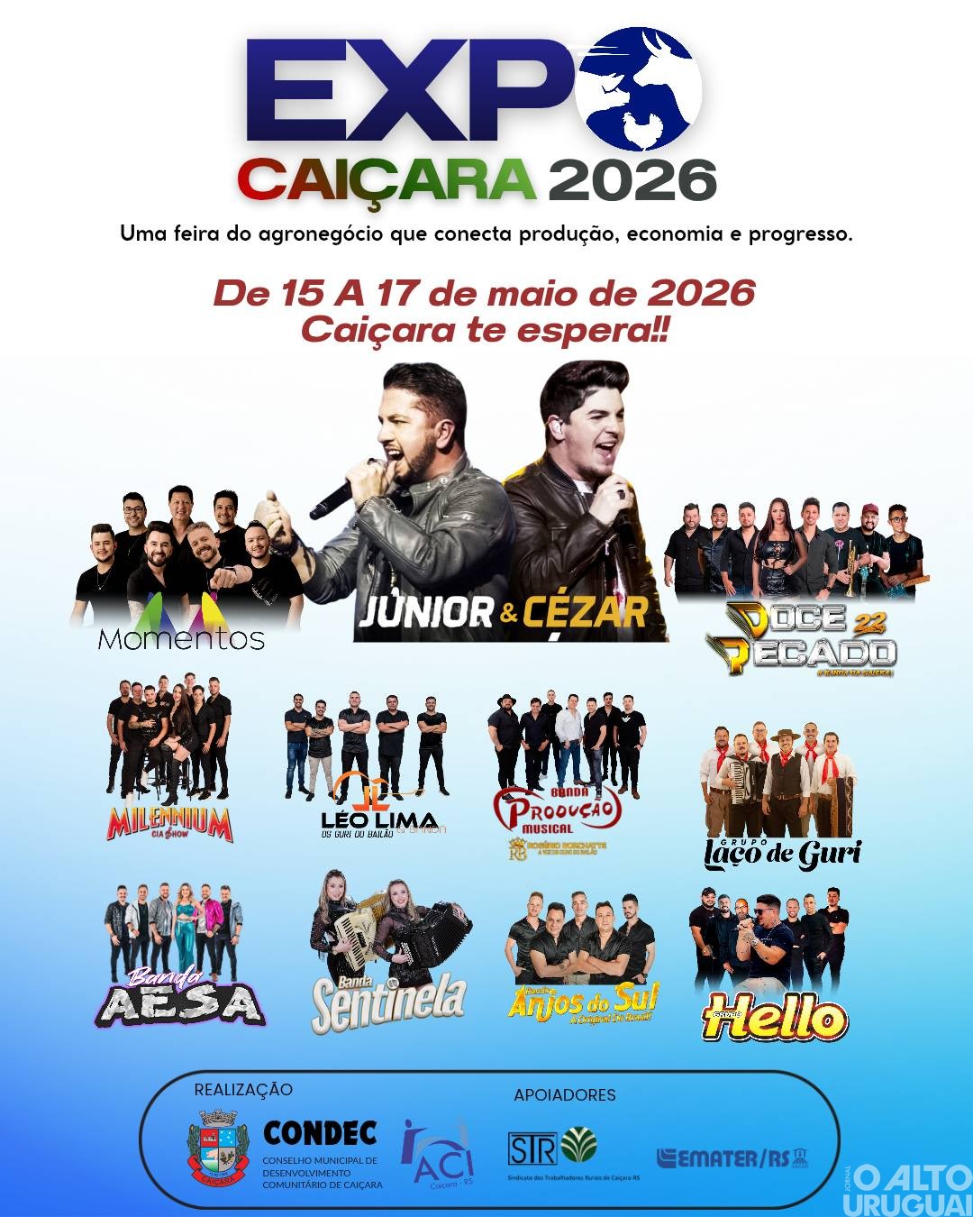 Divulgadas atrações musicais e programação da ExpoCaiçara 2026