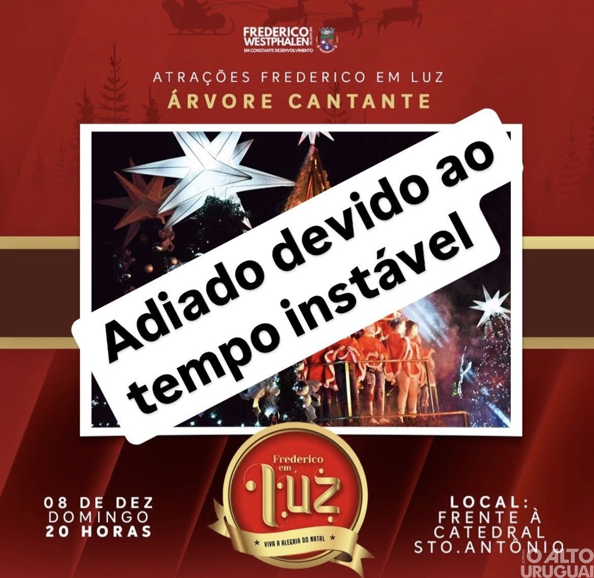 “Árvore Cantante” é cancelada devido ao tempo instável