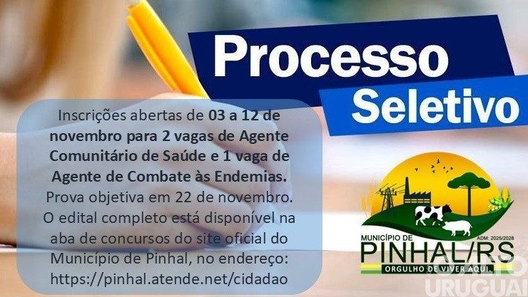 Aberto edital para processo seletivo em Pinhal