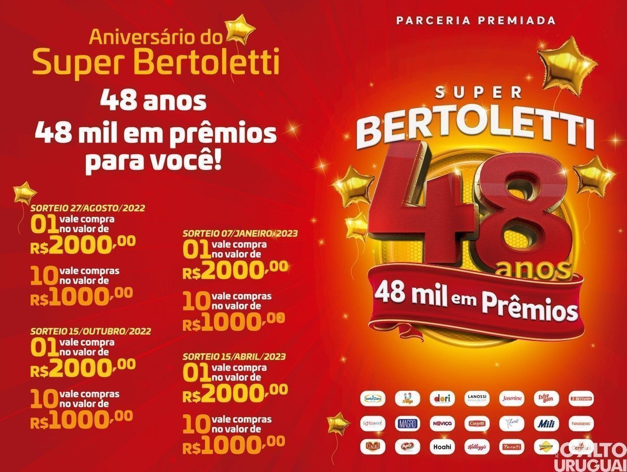 Parceria Premiada: Super Bertoletti realiza primeiro sorteio no sábado