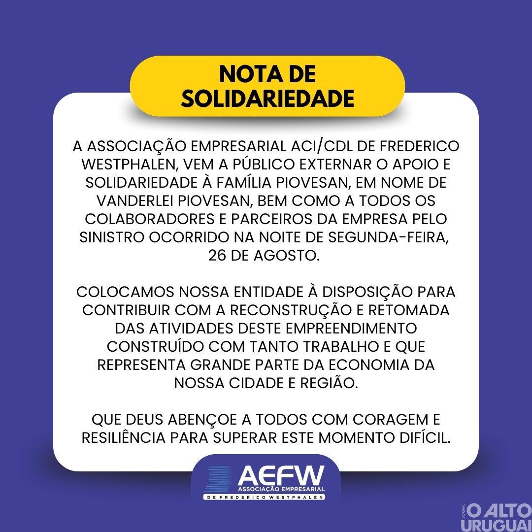 Surge rede de solidariedade em prol da Frangos Piovesan