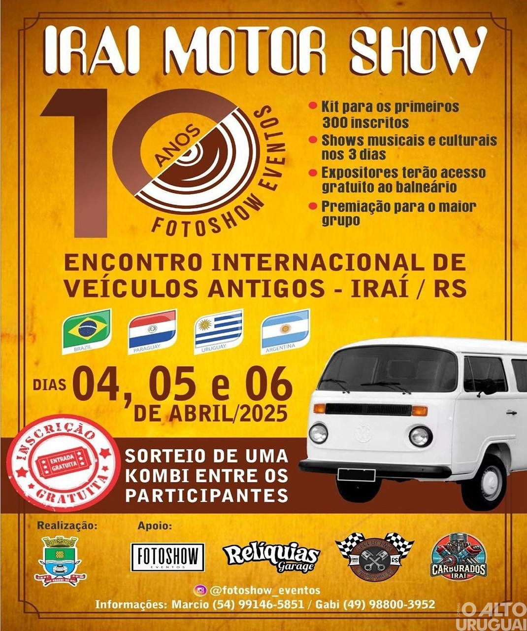 Iraí realiza Encontro Internacional de Carros Antigos
