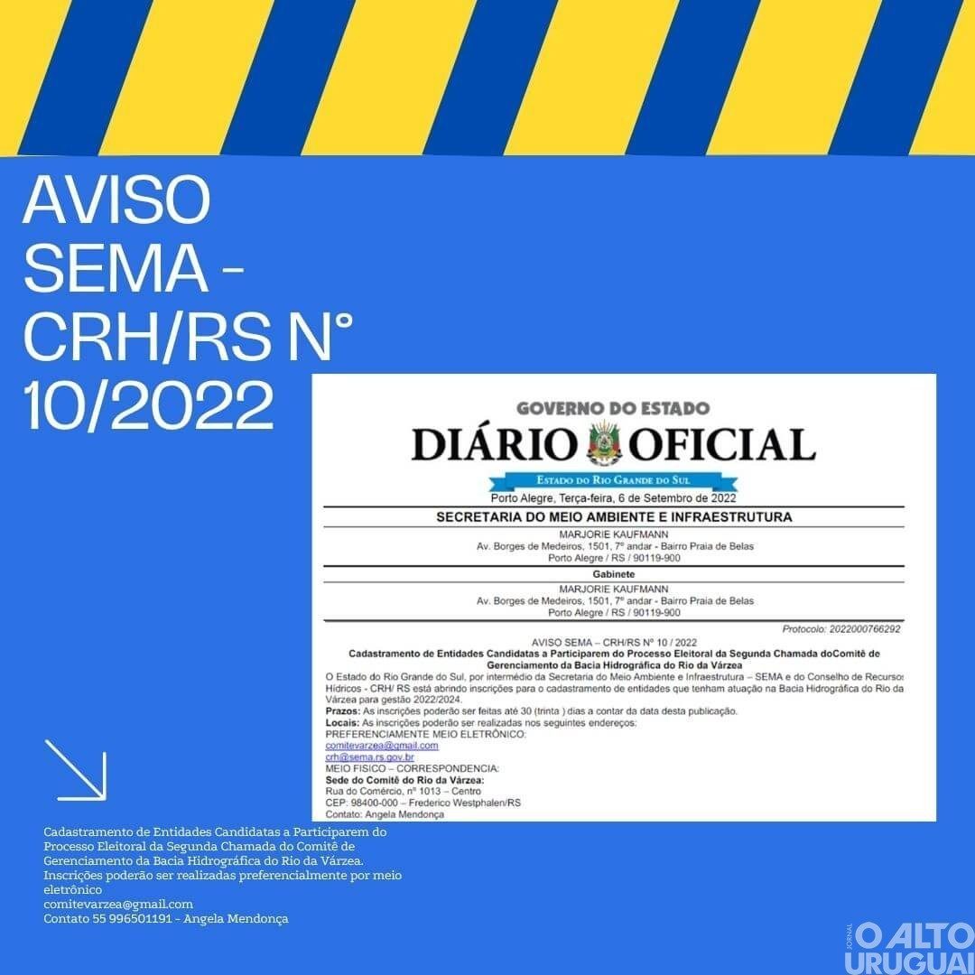 Estão abertas as inscrições para entidades que desejam participar do Comitê da Bacia do Rio da Várzea