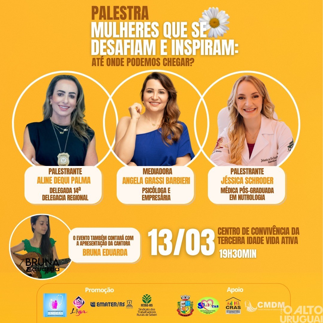 Palestra "Mulheres que se desafiam e inspiram" acontece no dia 13