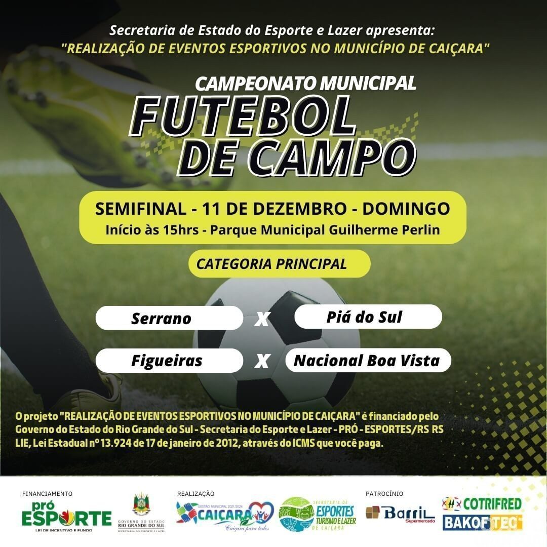 Caiçara: campeonato de futebol chega às semifinais