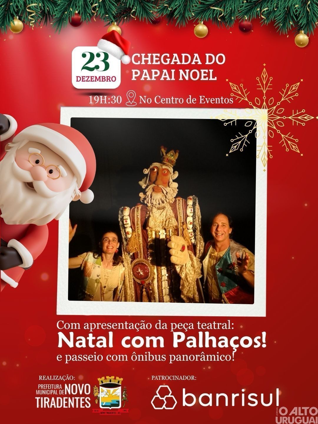 Papai Noel chega nesta terça-feira em Novo Tiradentes