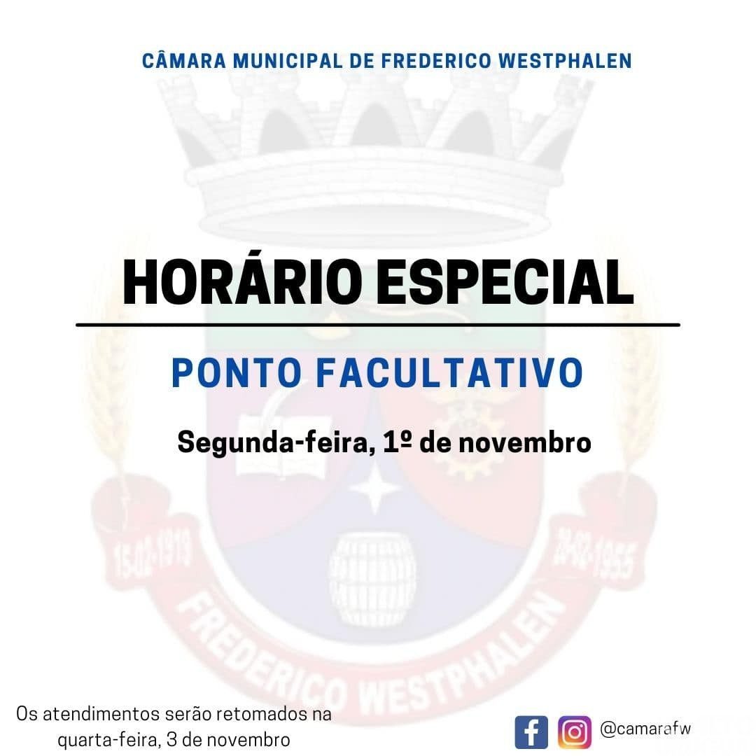 Câmara de FW terá ponto facultativo na próxima segunda-feira