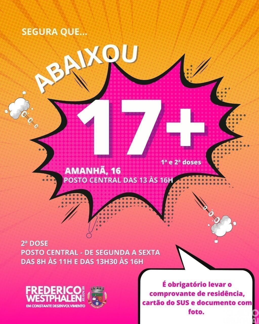 FW: vacinação para jovens de 17 anos inicia nesta quinta-feira