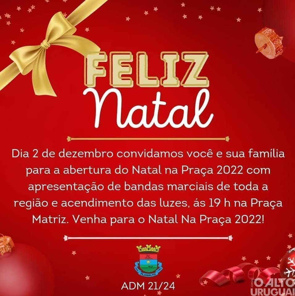 Prefeitura de Planalto divulga data de abertura do Natal na Praça