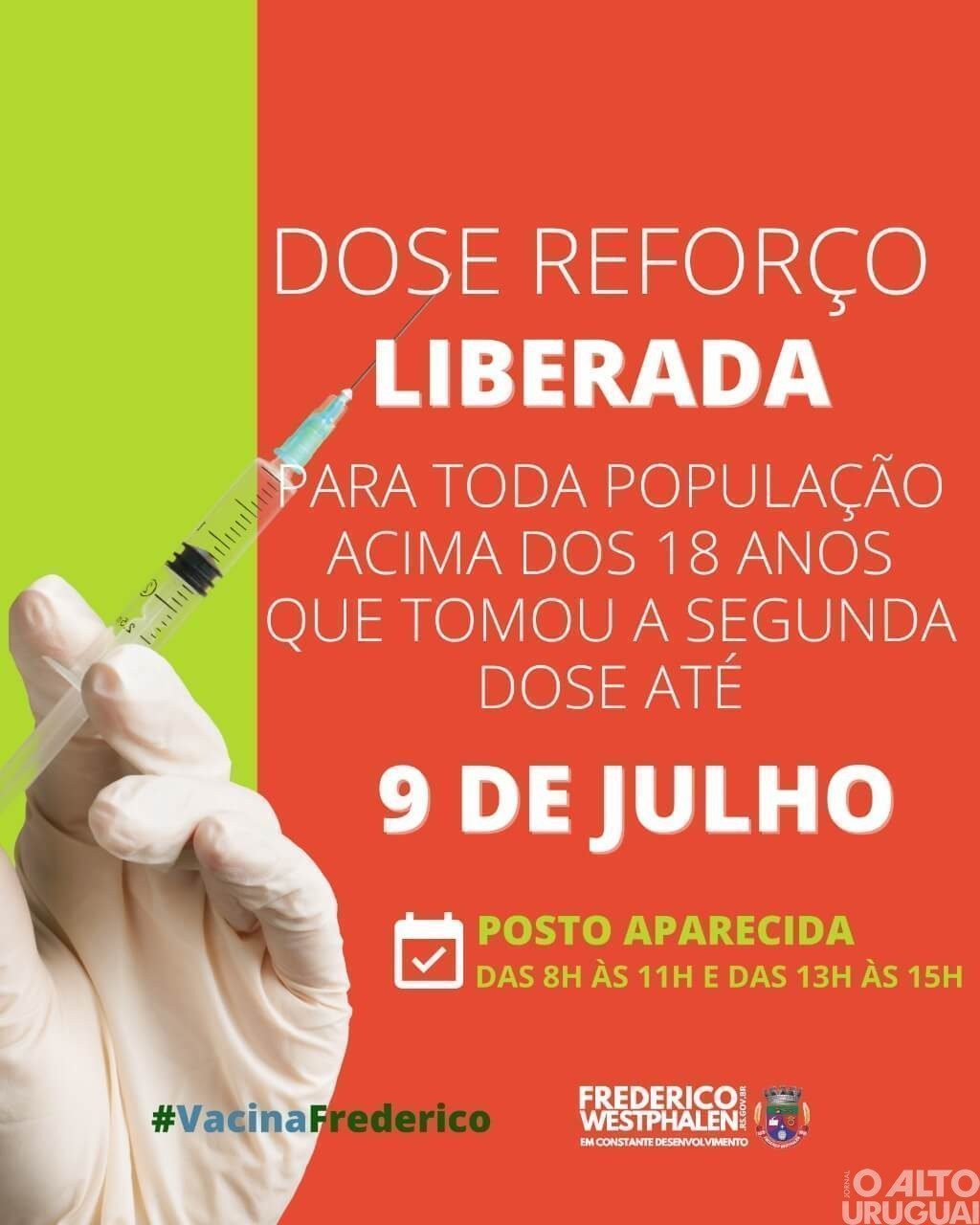 FW: Secretaria de Saúde libera aplicação de dose de reforço para toda população adulta