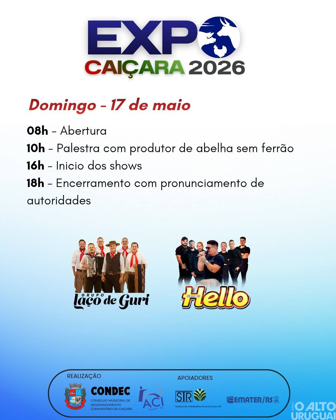 Divulgadas atrações musicais e programação da ExpoCaiçara 2026