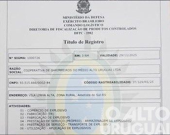 Fábrica de pólvora da Coogamai recebe Título de Registro do Exército