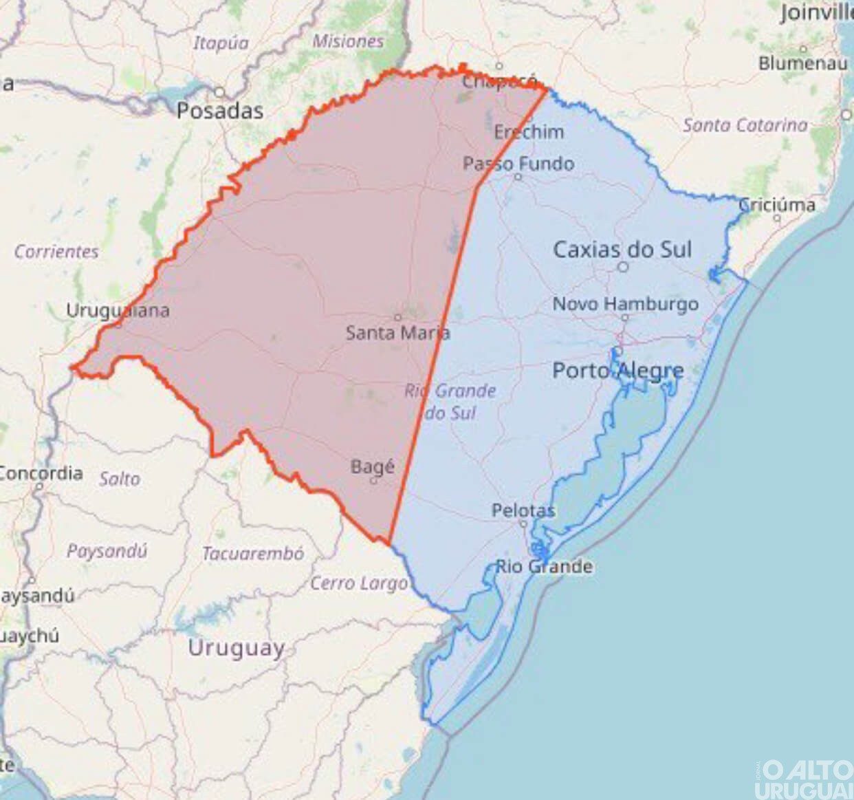 Defesa Civil do RS emite alerta de temporal na região