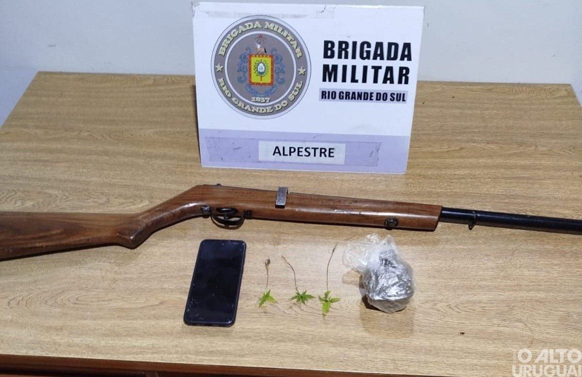 Violência doméstica resulta na prisão de homem e apreensão de arma e drogas em Alpestre