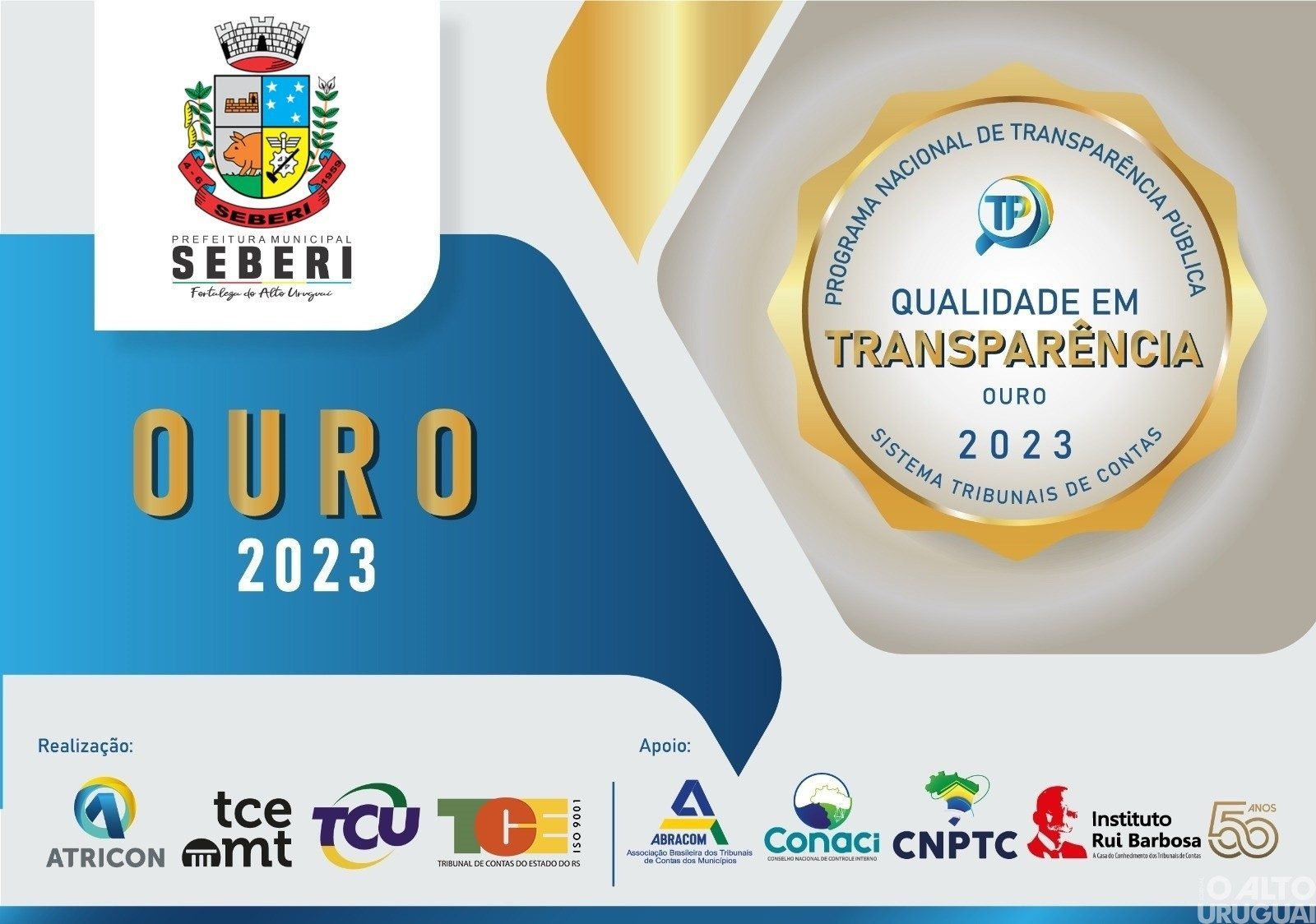 Seberi recebe Selo Ouro na Qualidade em Transparência da Gestão Pública