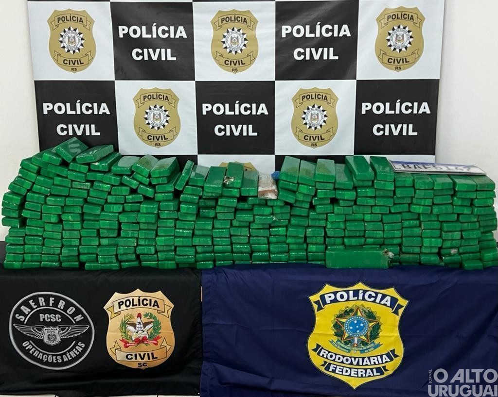 BM de Nonoai auxilia PRF na apreensão de quase meio milhão de reais em drogas