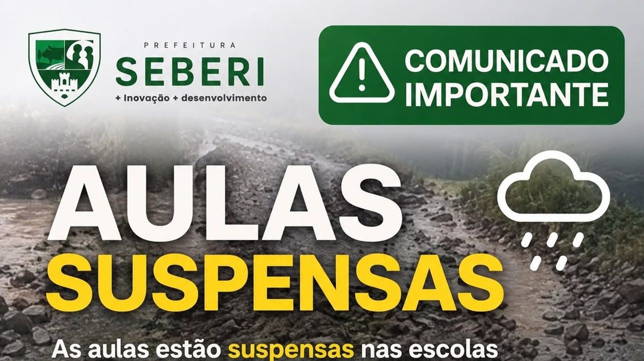 Seberi suspende aulas da segunda-feira em decorrência da chuva
