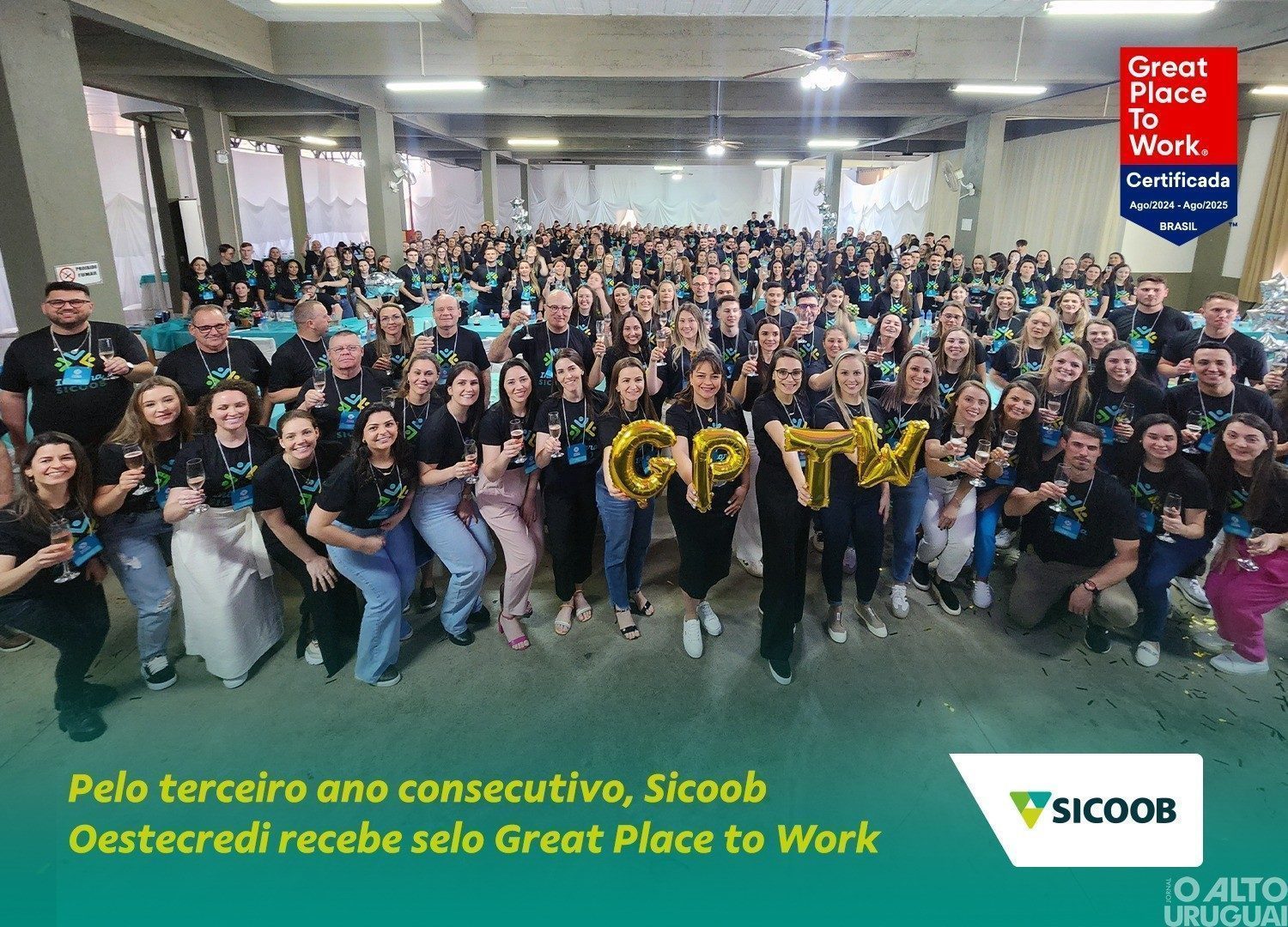 Pelo terceiro ano consecutivo Sicoob Oestecredi recebe selo Great Place to Work