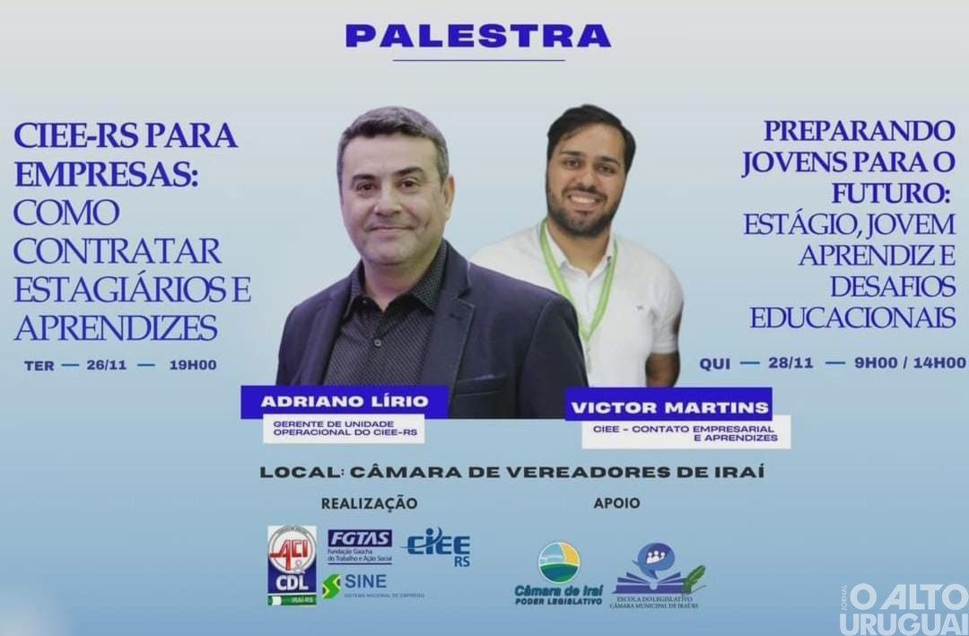 Iraí: estudantes da Visconde de Taunay terão palestra sobre desafios educacionais e mercado de trabalho