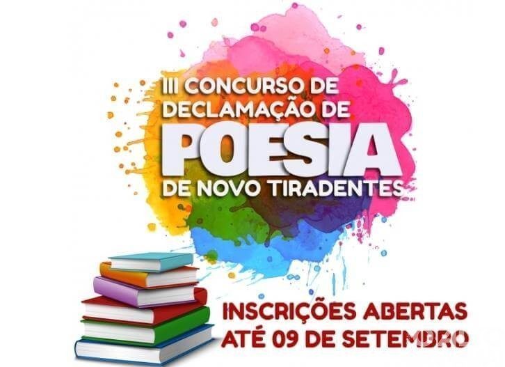 Inscrições para concurso de poesia de Novo Tiradentes estão abertas