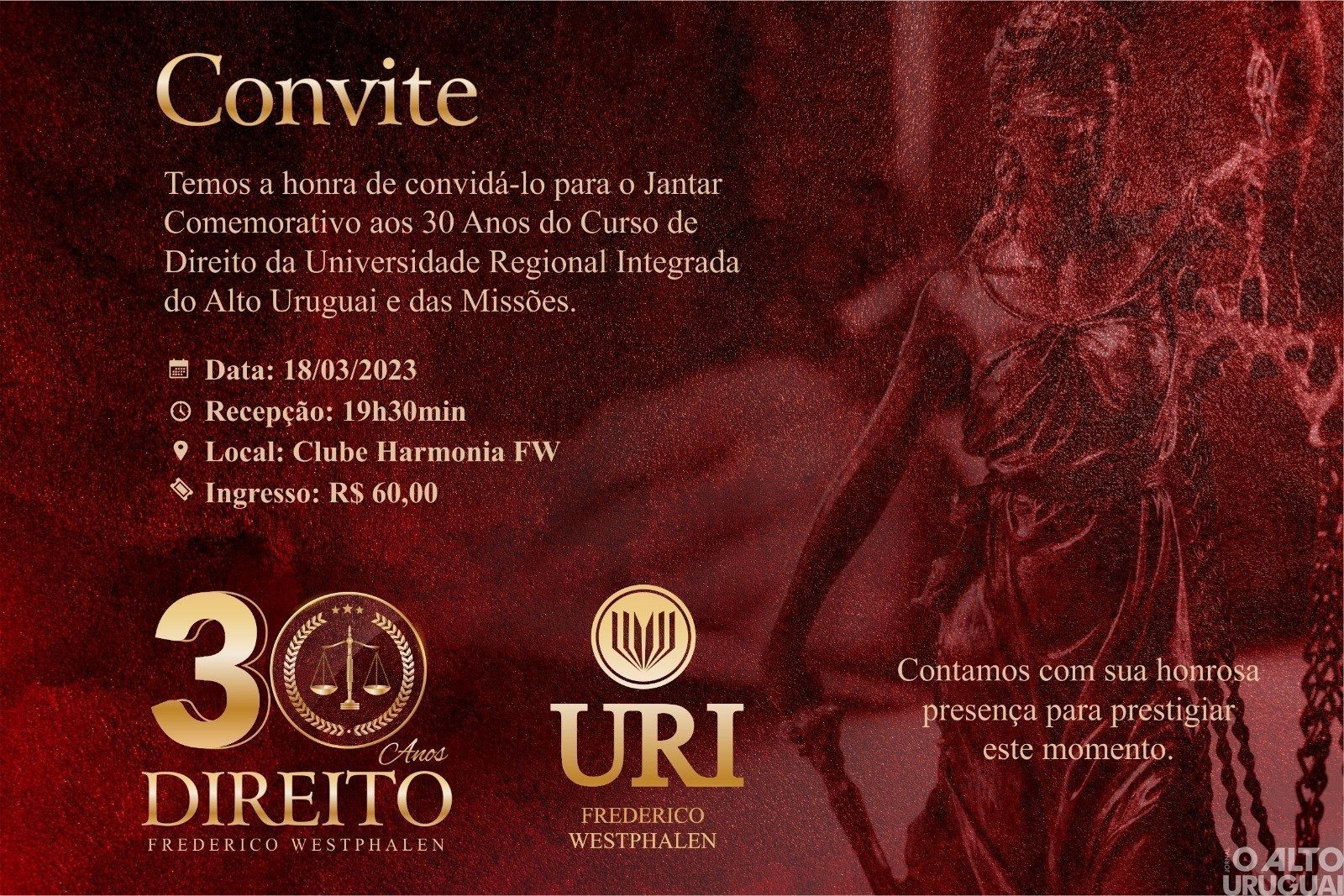 Curso de Direito da URI promove Jantar de 30 anos