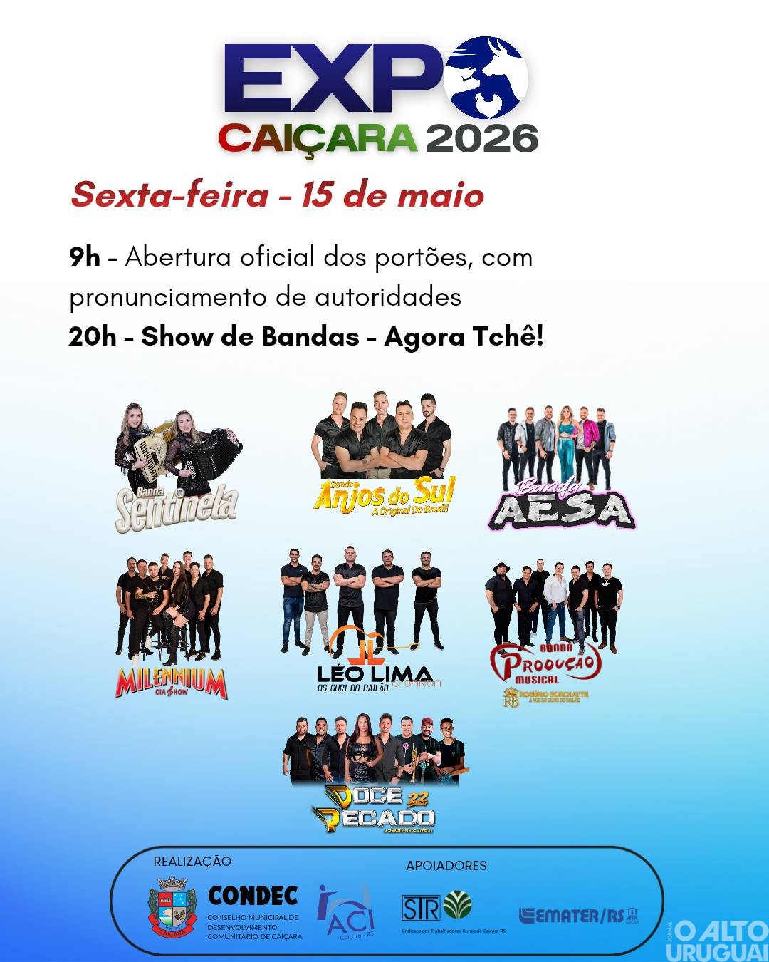 Divulgadas atrações musicais e programação da ExpoCaiçara 2026