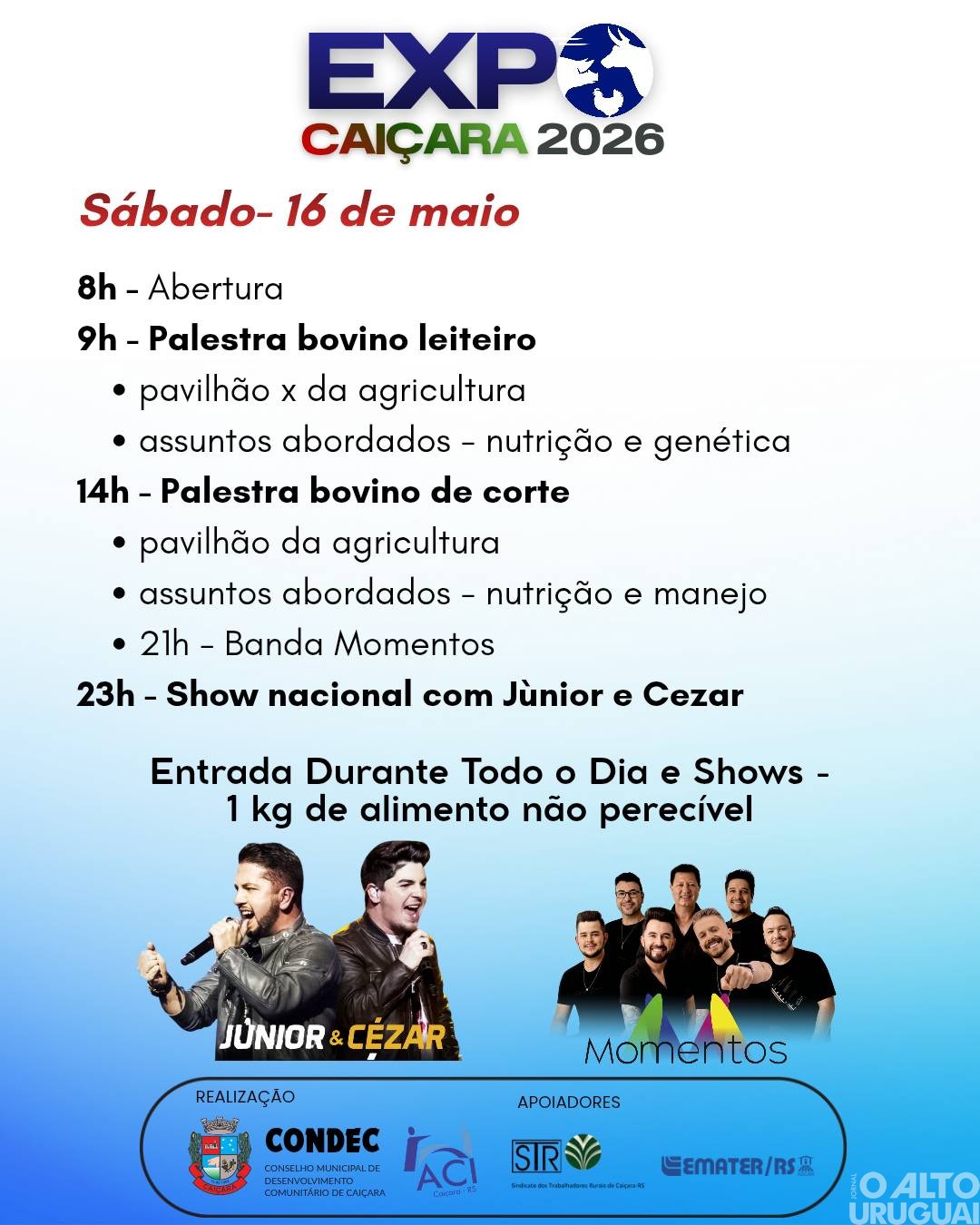 Divulgadas atrações musicais e programação da ExpoCaiçara 2026