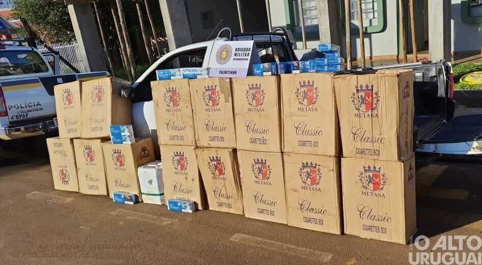 BM prende homem com 750 pacotes de cigarros em Palmitinho