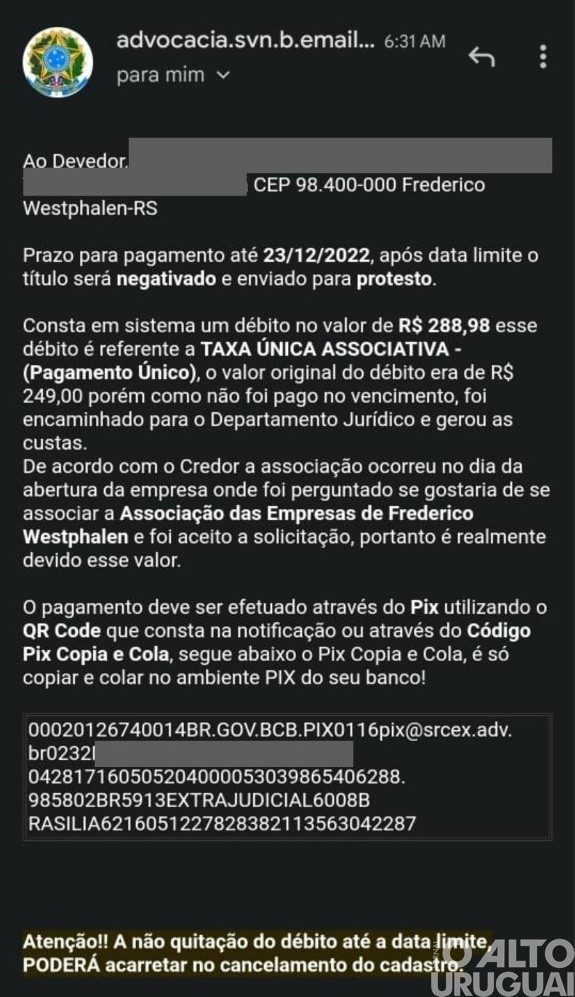 AEFW alerta para novo golpe