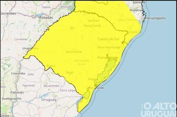 Alerta amarelo indica risco de tempestades no Norte do Estado