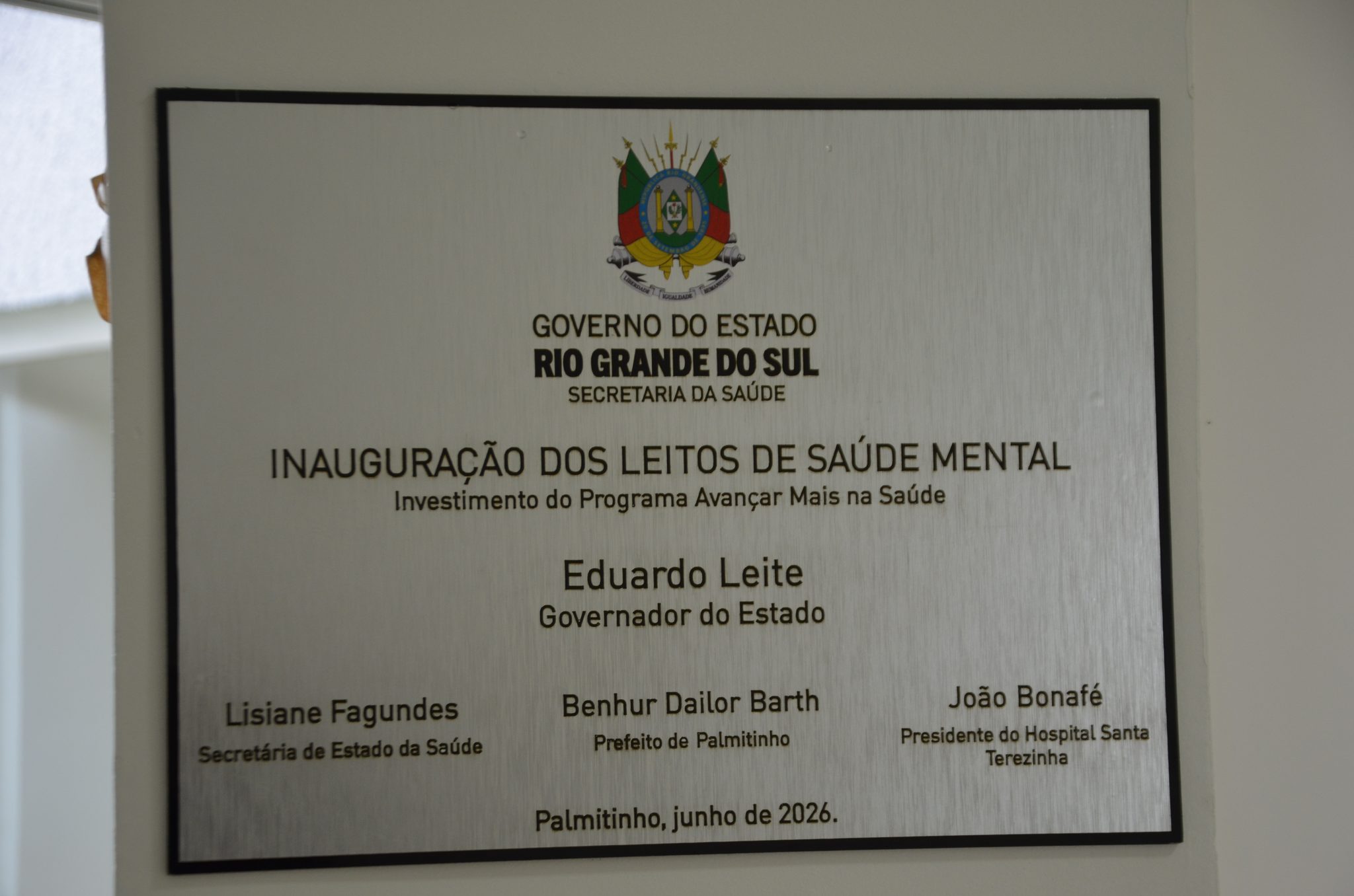 Inauguração da nova ala de saúde mental no Hospital Santa Terezinha, em Palmitinho