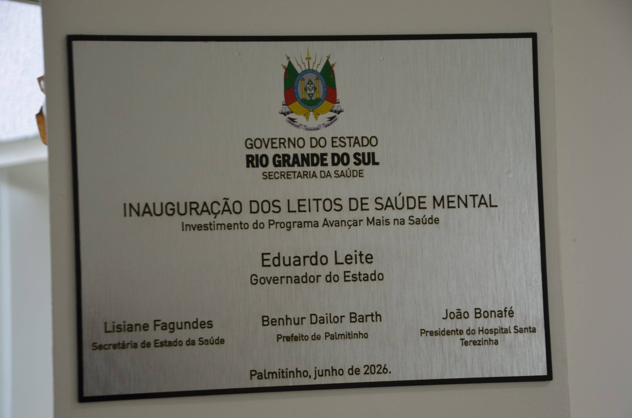 Inauguração da nova ala de saúde mental no Hospital Santa Terezinha, em Palmitinho